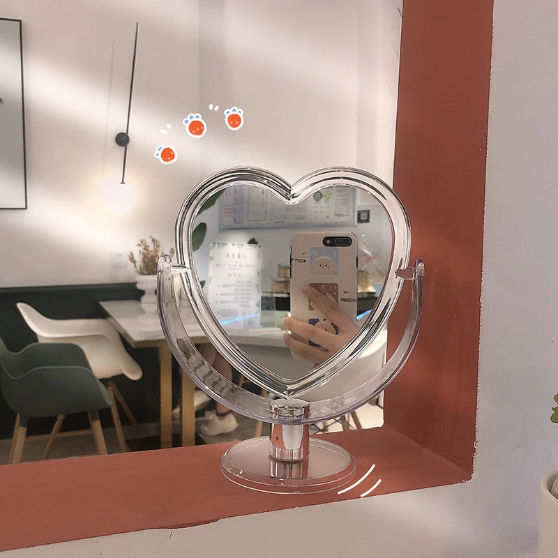 

Girl Heart Mirror зеркало Desktop Double-Side Make-up Mirrors Web Celebrity Photo Desktop Simple Portable Dorm Make-up Espejo