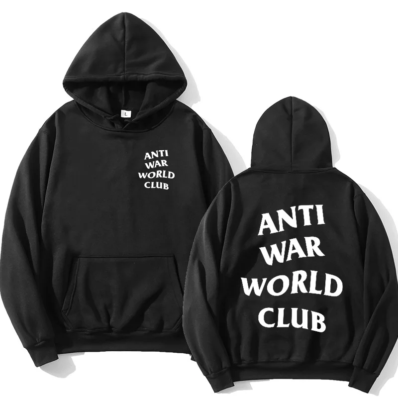 

Fashion Hoodie 2020 ANTI WAR WORLD CLUB Fall/Winter Warm New Harajuku Hooded Men's Casual Hoodie Men and Women Print Trend Hoodi