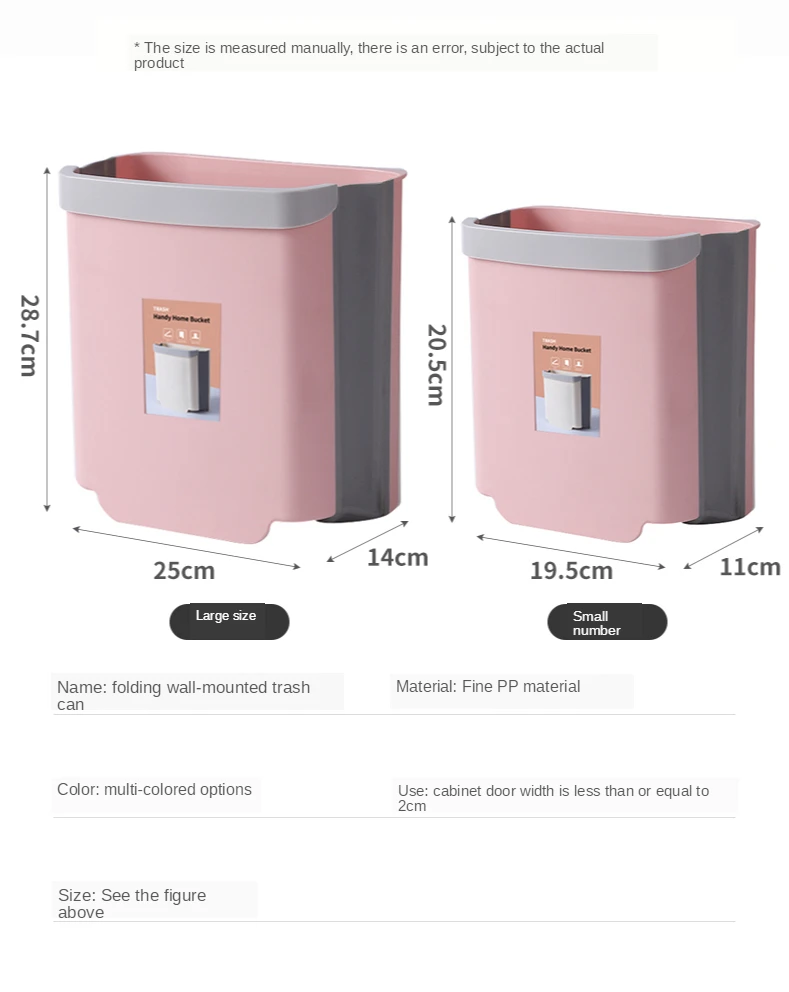 

Kitchen Trash Can Wall-Mounted Household Foldable Large and Small Kitchen Waste Classification Cabinet Door Special Storage Buck