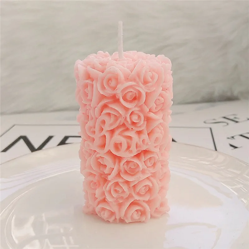 

3D Rose Flower Cylinder Silicone Candle Molds DIY Soap Molds Form Candle Making Tools Resin Crafts Fondant Cake Decorating Mould