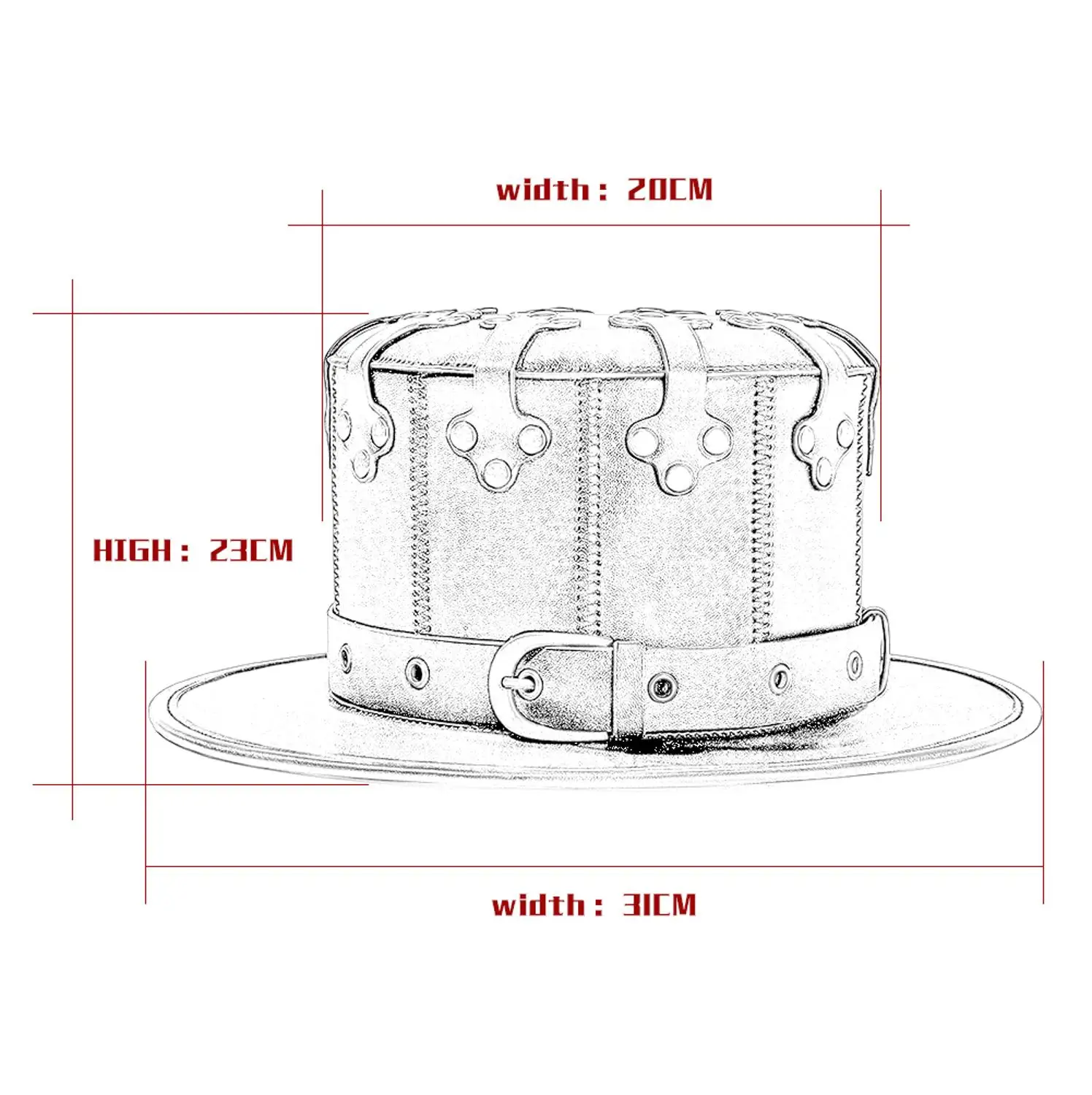 Чёрная заклепочная шляпа для взрослых из искусственной кожи Хэллоуина Чумного