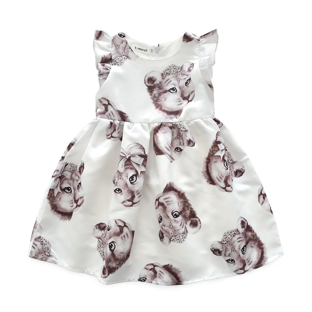 

Summer Girls Dresses Kids Sleeveless Cartoon Print Dresses Kids Elegant Princess Dress Children Party Ball Pageant Dress Outfit