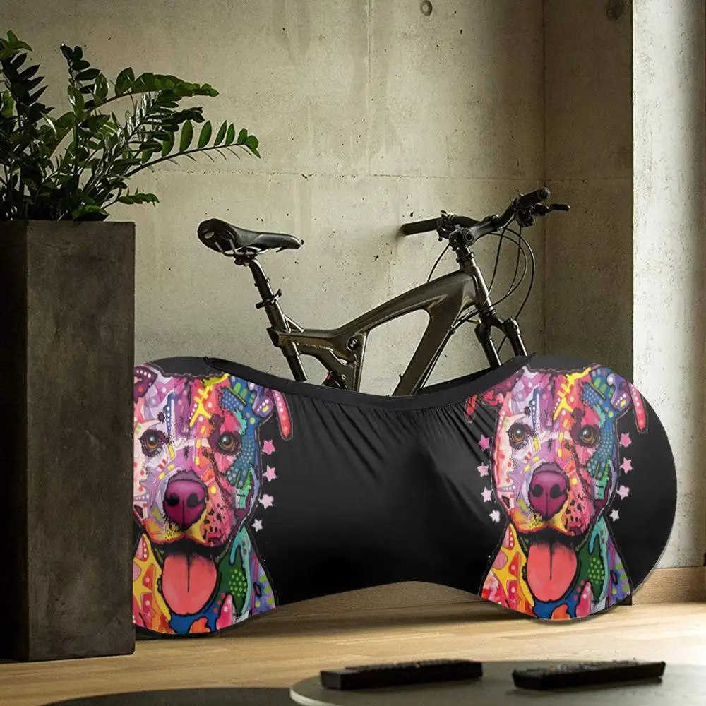 

Neon Pitbull Colorful Abstract Dog Face outdoor Bike MTB waterproof Bicycle dust cover Custom biking motocross downhill BMX gift