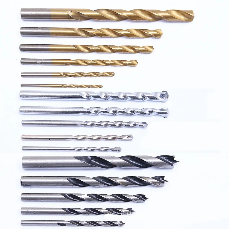 

16PCS Combination Drill Bits Set HSS Titanium Twist Drills to Metal + Wood Drills +HSS Rock Concrete Drill Set 2/3/4/5/6/8/10mm