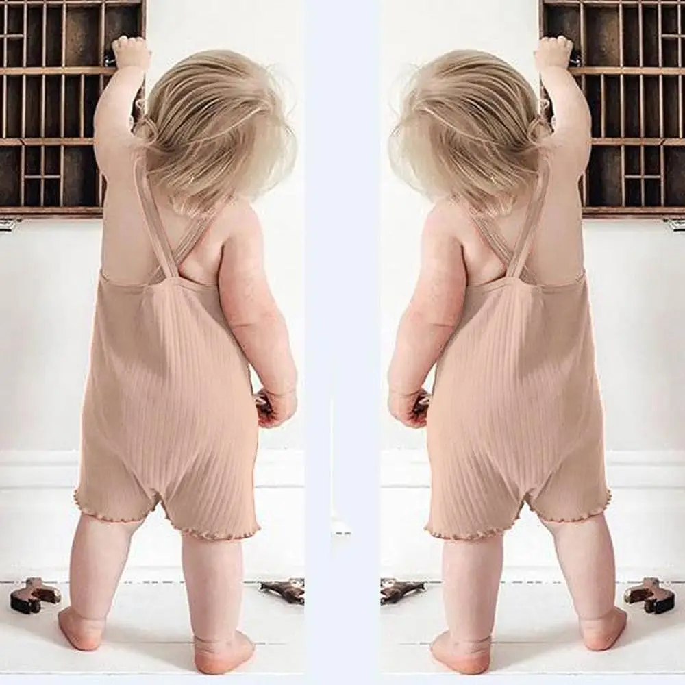 Одежда для маленьких девочек летняя мода Однотонный женский комбинезон без