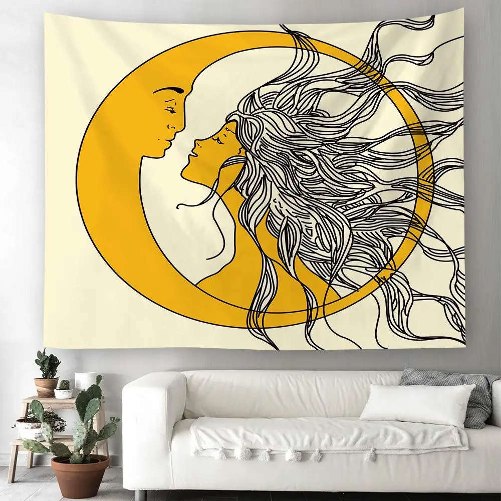 

Psychedelic Celestial Sun Moon Planet Bohemian Tapestry Wall Hanging Dorm Decor