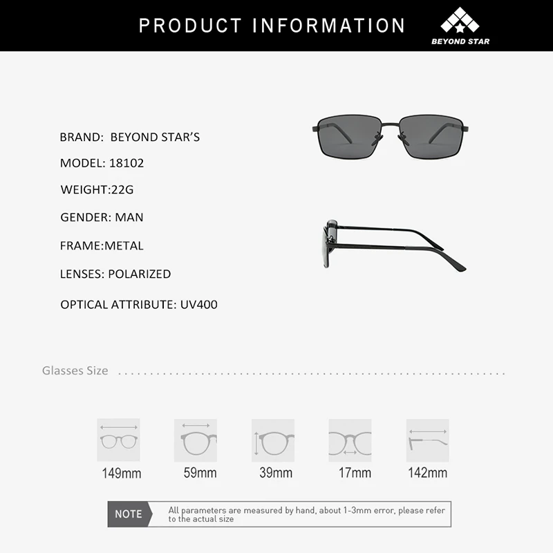 BEYONDSTAR 2019 прямоугольные поляризованные солнцезащитные очки мужские серебряные