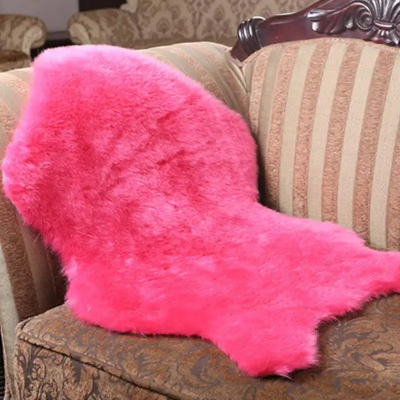 Ковер из искусственной шерсти и кожи коврик для пола натуральный однотонный цвет