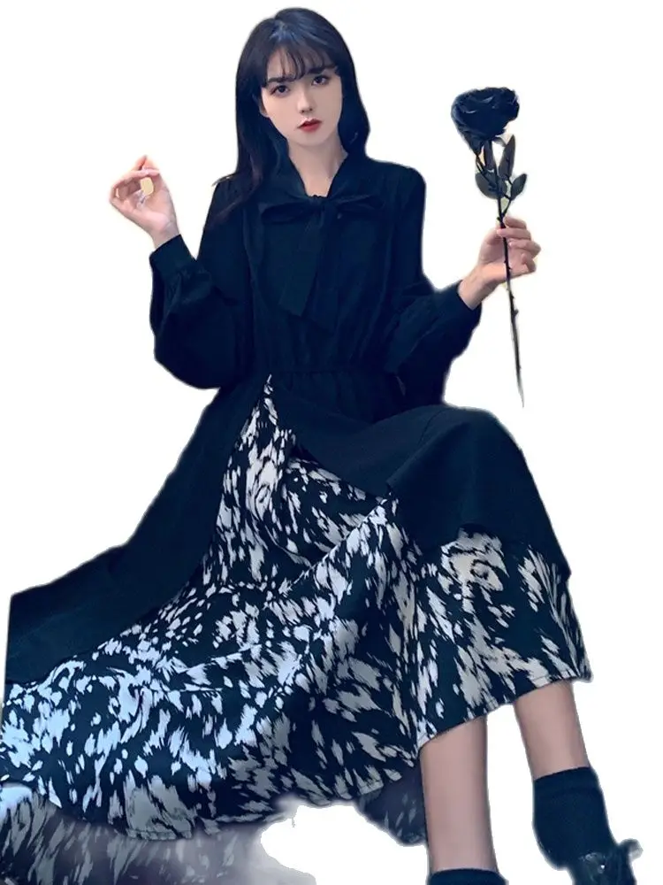 

Платье для девочек; Сезон весна Новинка большой ярдов длинный французский характеристики ветра длинные Ретро приталенное жира мм thdress