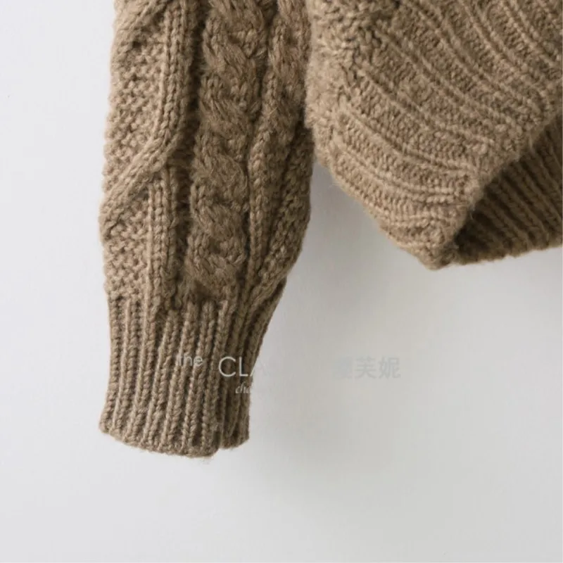 loose collar sweater female short bat sleeves wind rough woolen coat thickening | Женская одежда