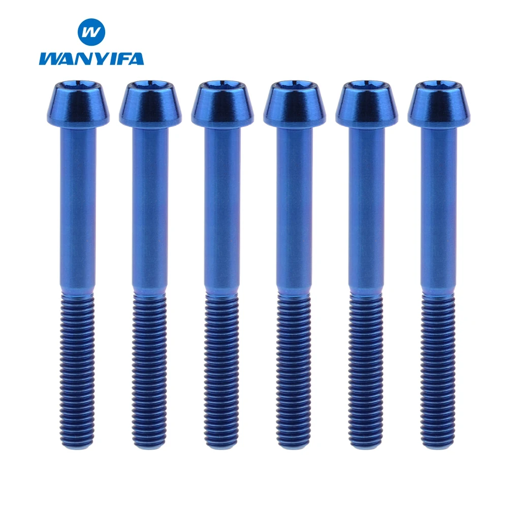 

6 шт GR5 Титан M5x45 50 55 60 мм конусности головки Титан болты DIN912 винты для Велосипедный вынос руля Подседельный штырь для горного велосипеда Запч...