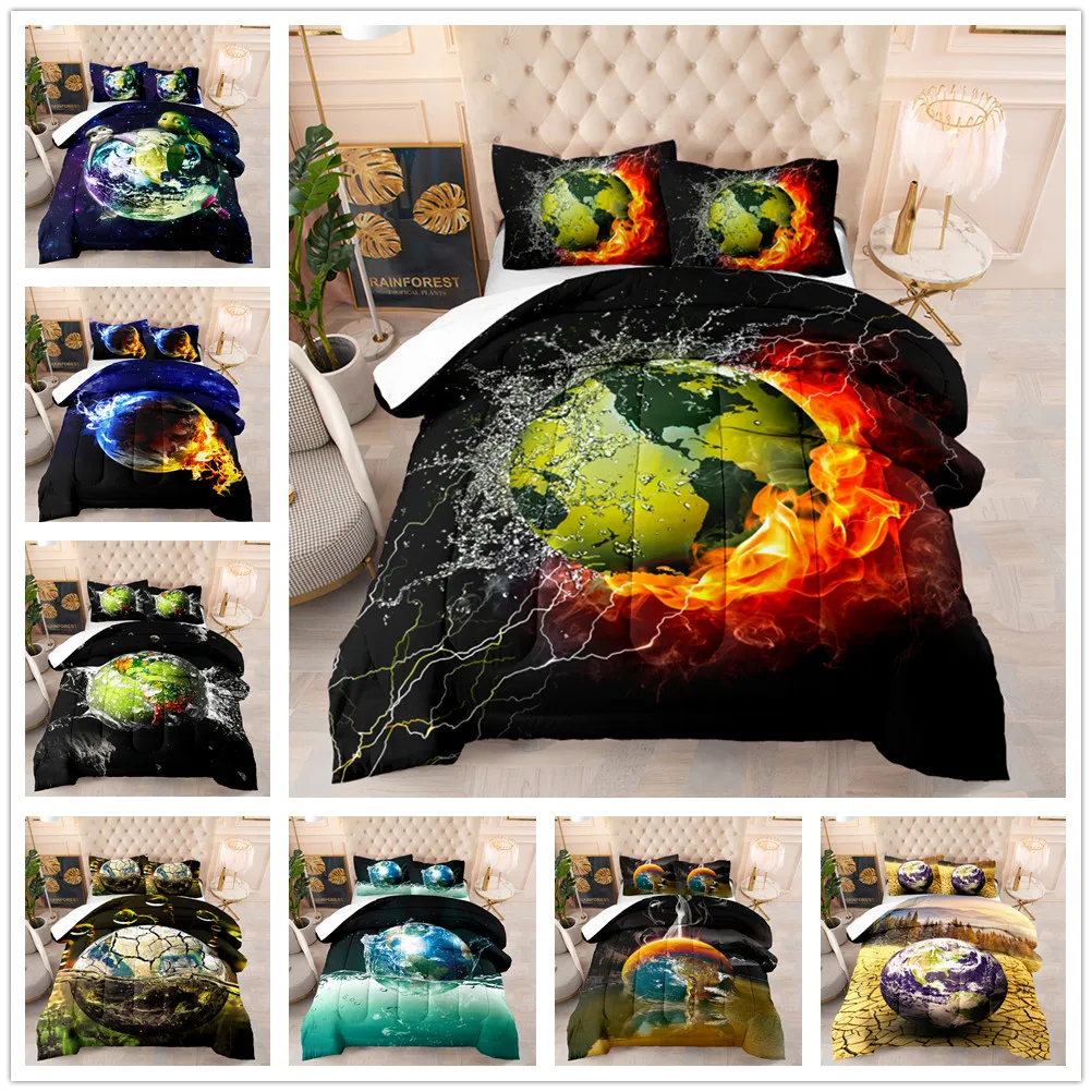 

Galaxy Planet Printed Duvet Cover Set Microfiber Bedding Set Teens Boys Quilt Cover With Pillowcase Queen King Size Bedclothes