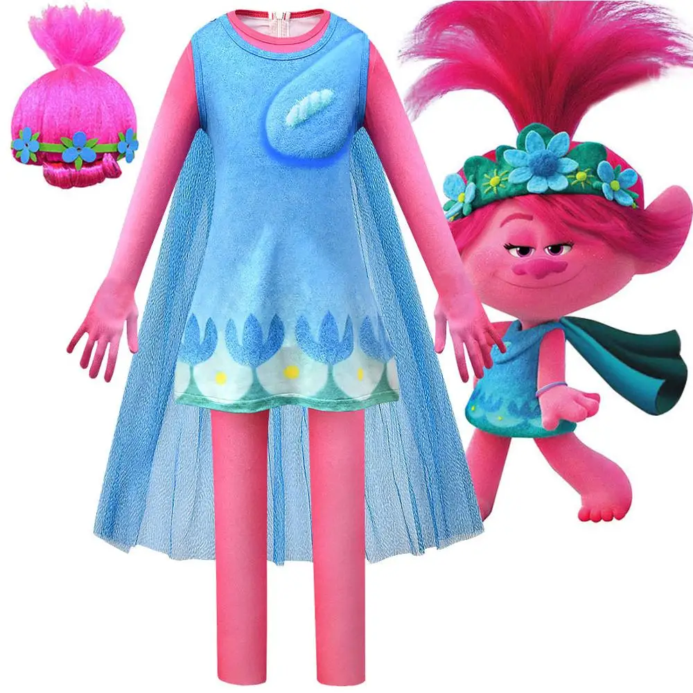 Платье для дня рождения с принтом poppy trolls 2 маскарадные костюмы девочек