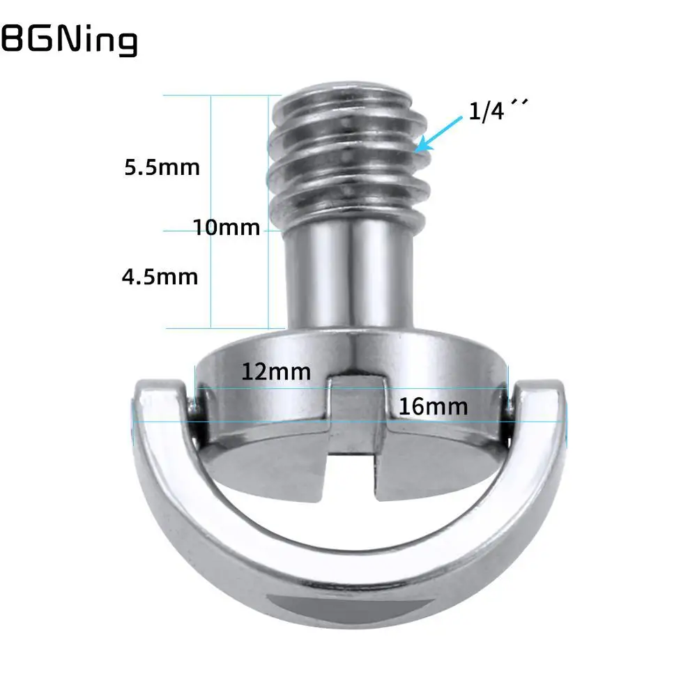 

BGNING 1/4 Inch Camera Screw D-Ring For Camera Tripod Monopod Quick Release Plate Baseplate Rig 1pcs 10pcs 100pcs Optional Parts
