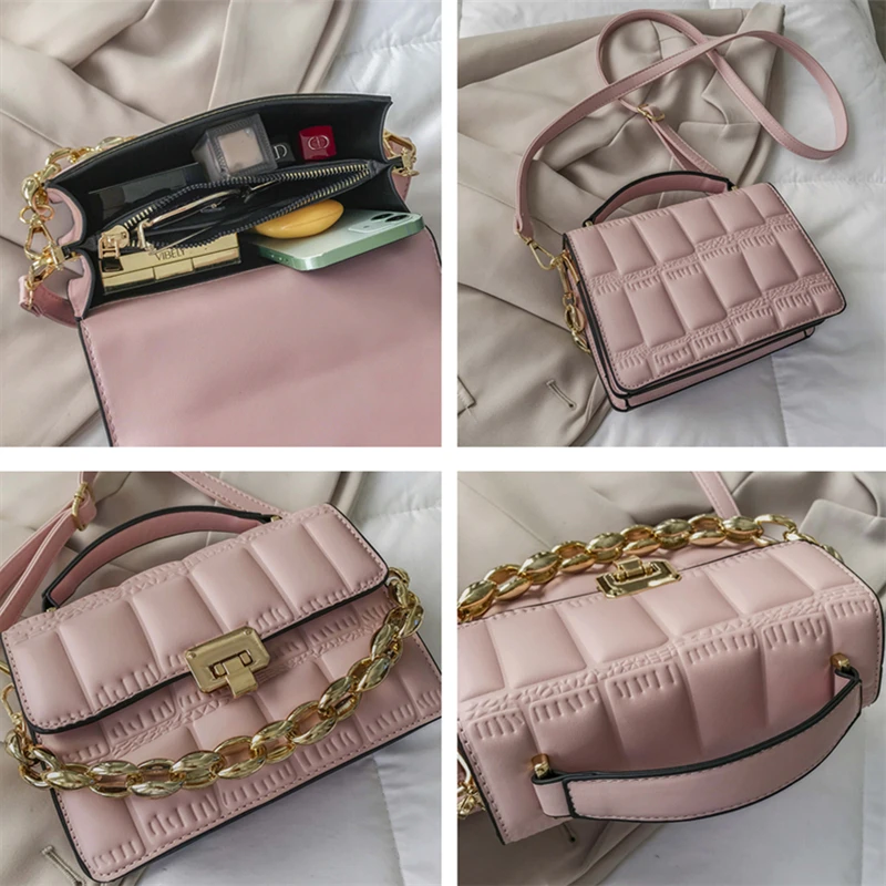 

Summer Trend Chain-link Padded Cassette Shoulder Bags Women Stylish Mini Flip Lock Hand Bag High Quality Girl Crossbody Bag 2021