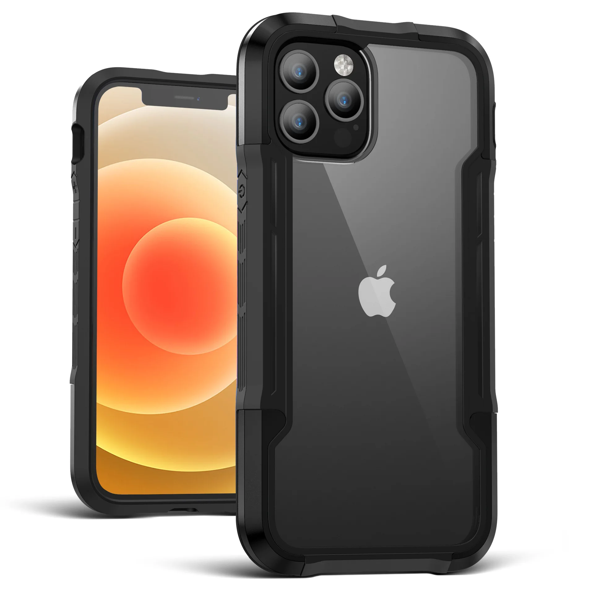 

Suitable for Apple 12 mobile phone case transparent new for iPhone12pro max mobile phone case metal anti-fall protective cover