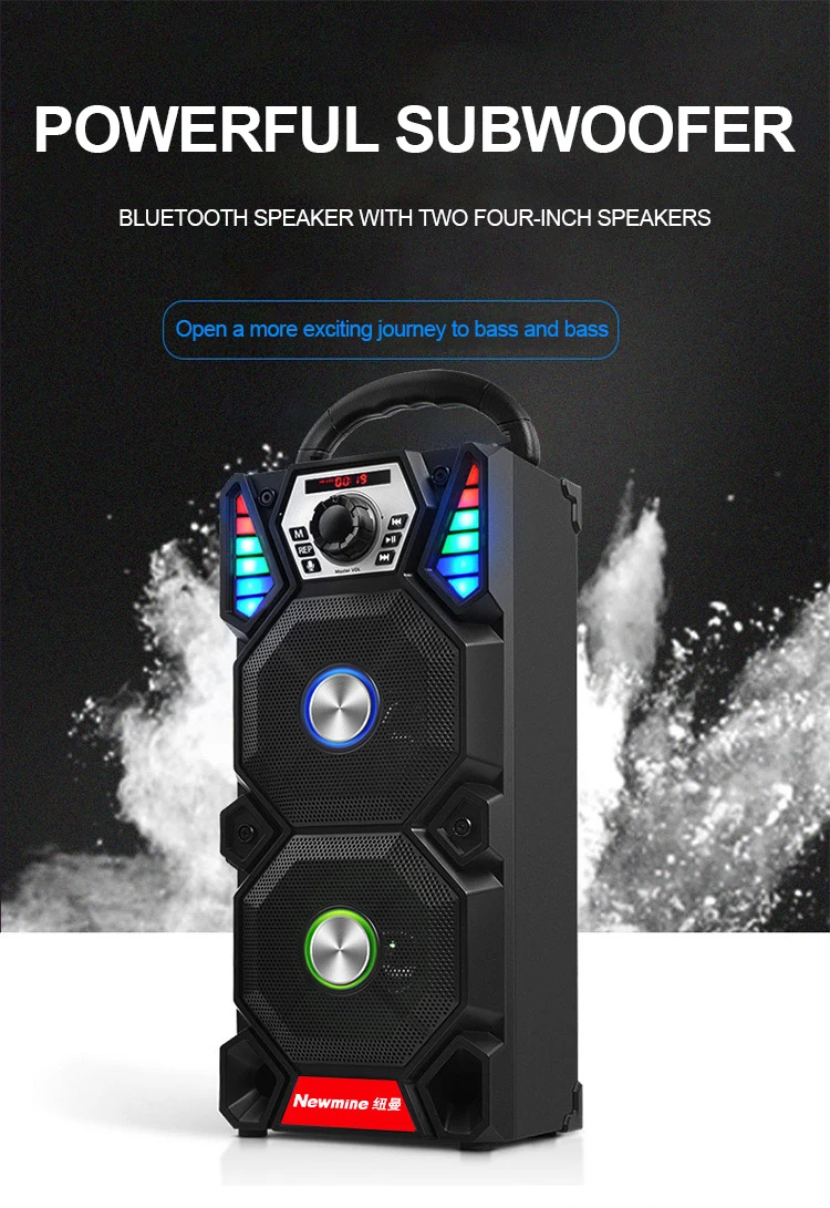 Newmine A1 Портативный DJ плеер беспроводной Bluetooth открытый мощный вечерние светодиодный светильник аудио сабвуфер колонки Поддержка компьютера