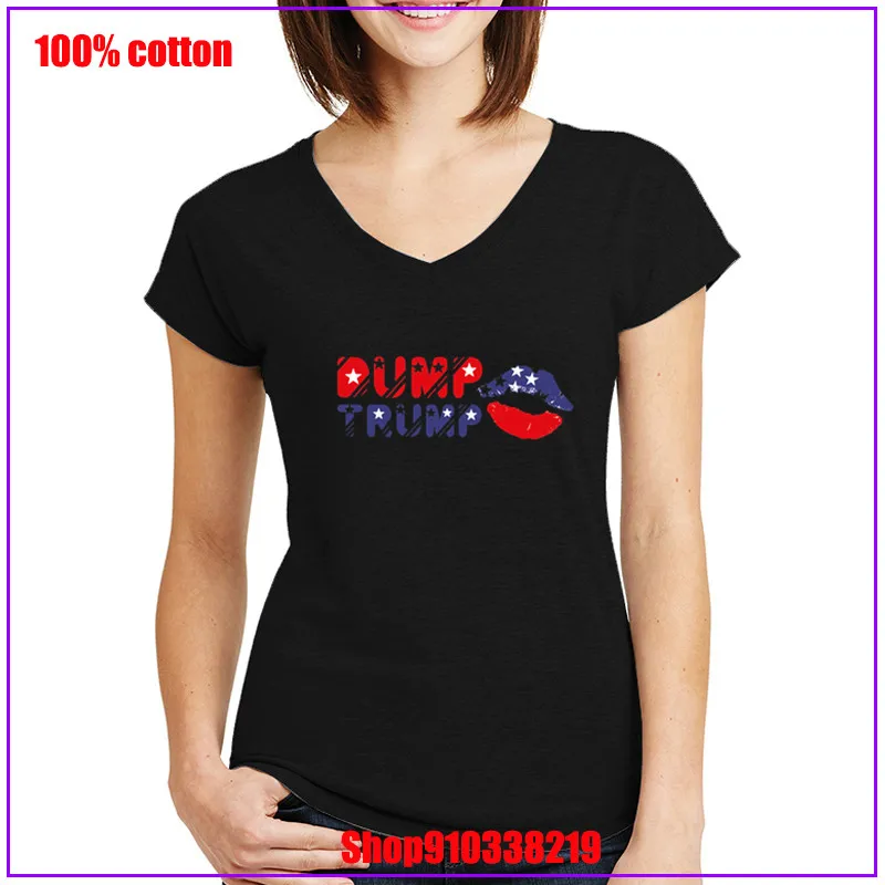 Сброс Трампа! Женская футболка из чистого хлопка с V образным вырезом|Футболки| |