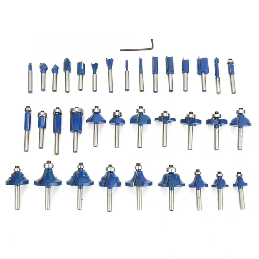 35 шт. набор фрез 1/4 Обрезка прямой фреза вольфрамовый карбид по дереву |