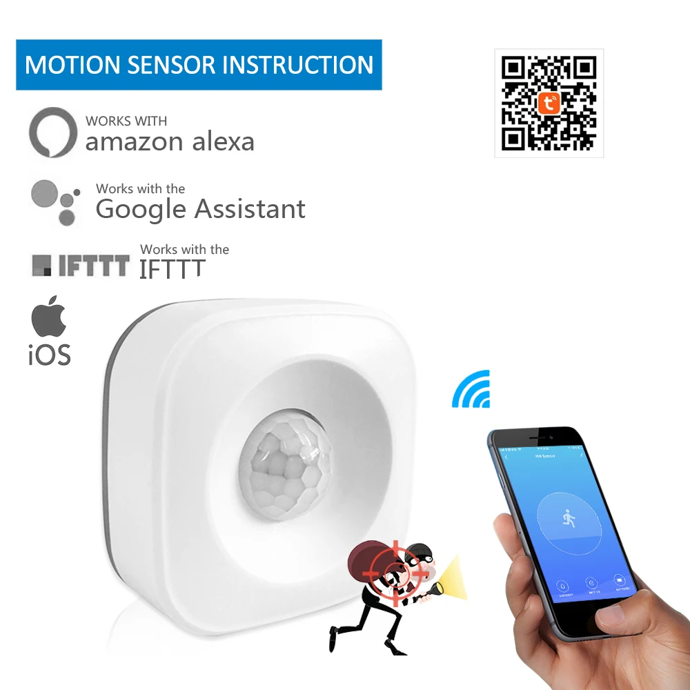 Tuya Умный дом wifi PIR датчик движения Интеллектуальный беспроводной, Пассивный, инфракрасный датчик безопасности охранная сигнализация датчик Tuya приложение