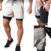 jogger shorts men 2 in 1 short pants gyms fitness built in pocket bermuda quick dry beach double layer shorts male sweatpants