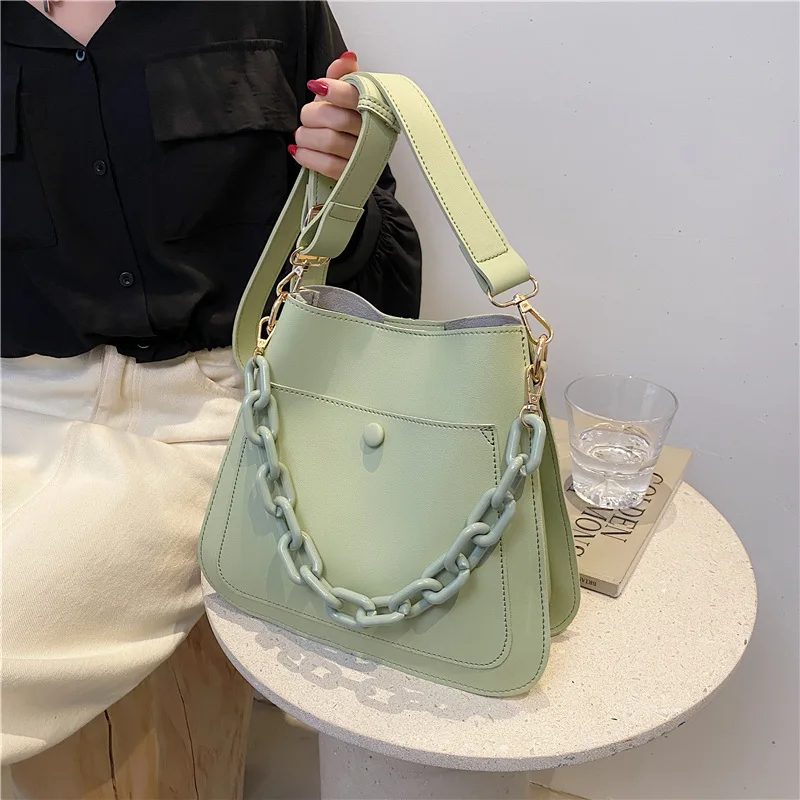 

Сумка-мешок женская из искусственной кожи, с цепочкой, 2021