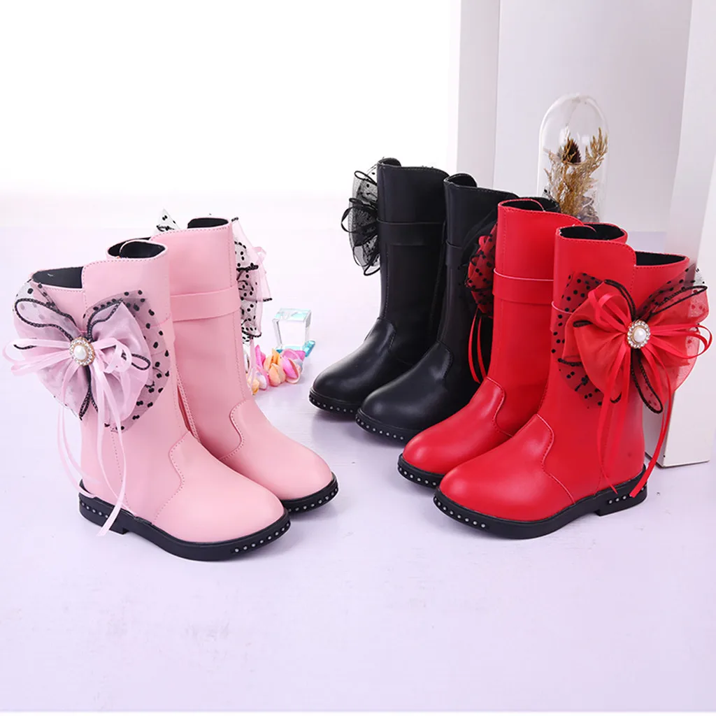 Toddler Infant Kids Baby Princess Butterfly Knot Shoes Fashion Leather Boots Children's shoes boots New Brand | Детская одежда и