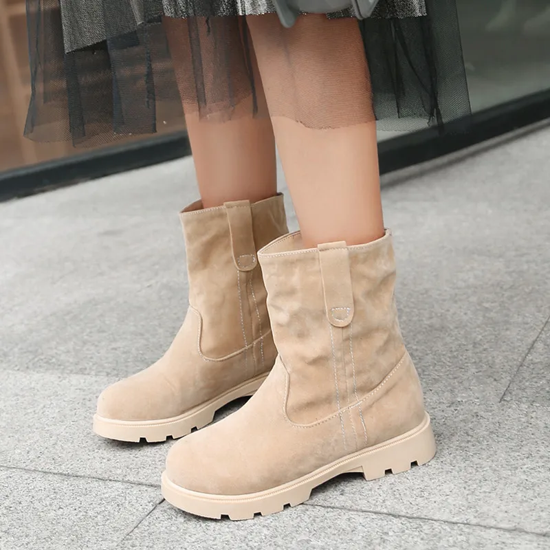 Женские ботинки до середины икры повседневные Размеры 33 43 для зимы 2020|Зимние
