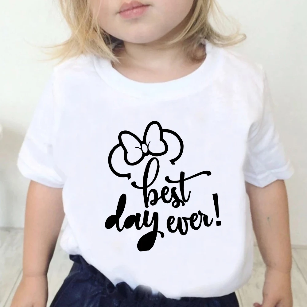 

Best Day Ever Letter Print T Shirt Kids Casual White Short Sleeve Tops Baby Girl Boy Summer Harajuku Children T-shirt Dropship