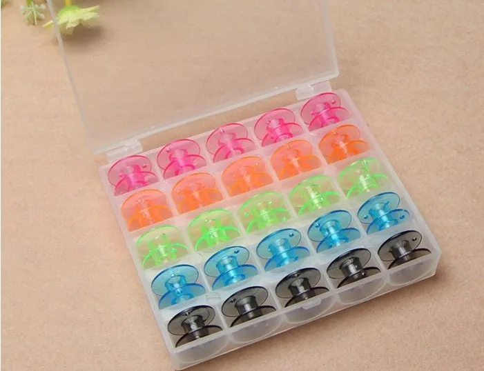 25 шт./компл. прозрачные катушки для швейных машин пустые пластиковая коробка