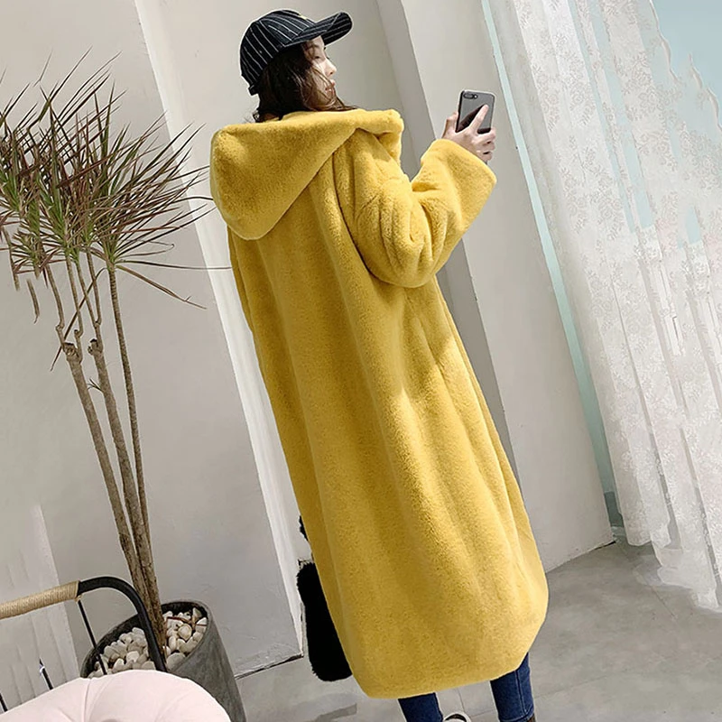 Зимнее женское высококачественное пальто из искусственного кроличьего меха