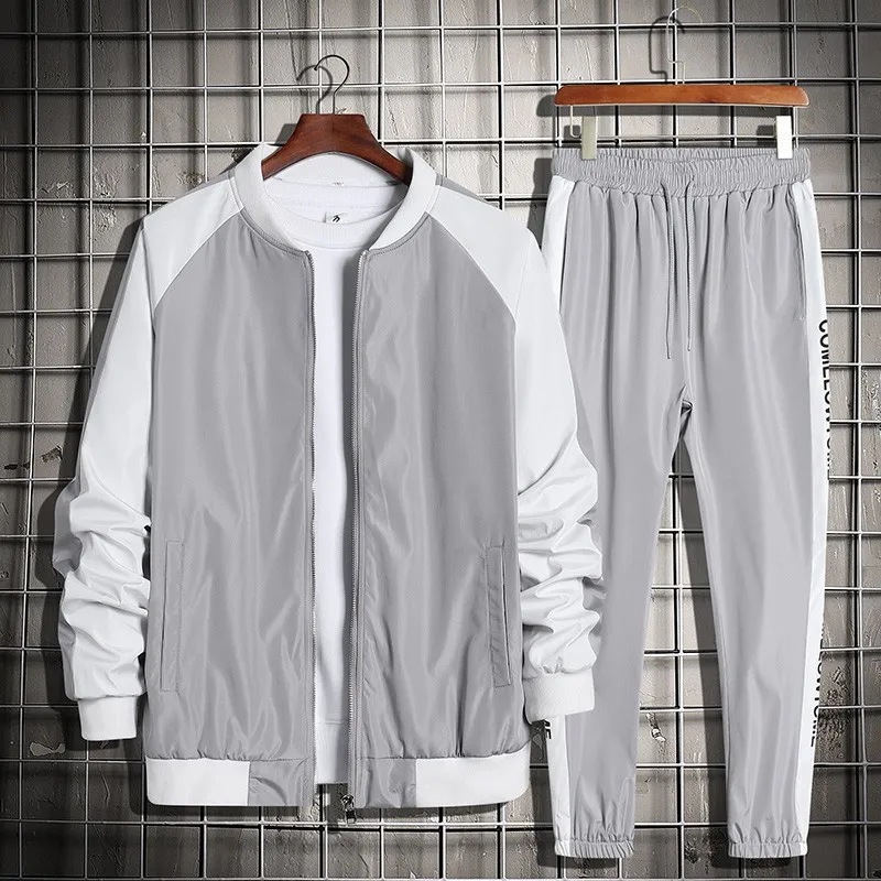 

Men Tracksuit Two Piece Set 2021 Brand Men's Sets Sportswear Spring Autumn Jacket+Pants Casual Sports Suit Men Clothing Hip Hop
