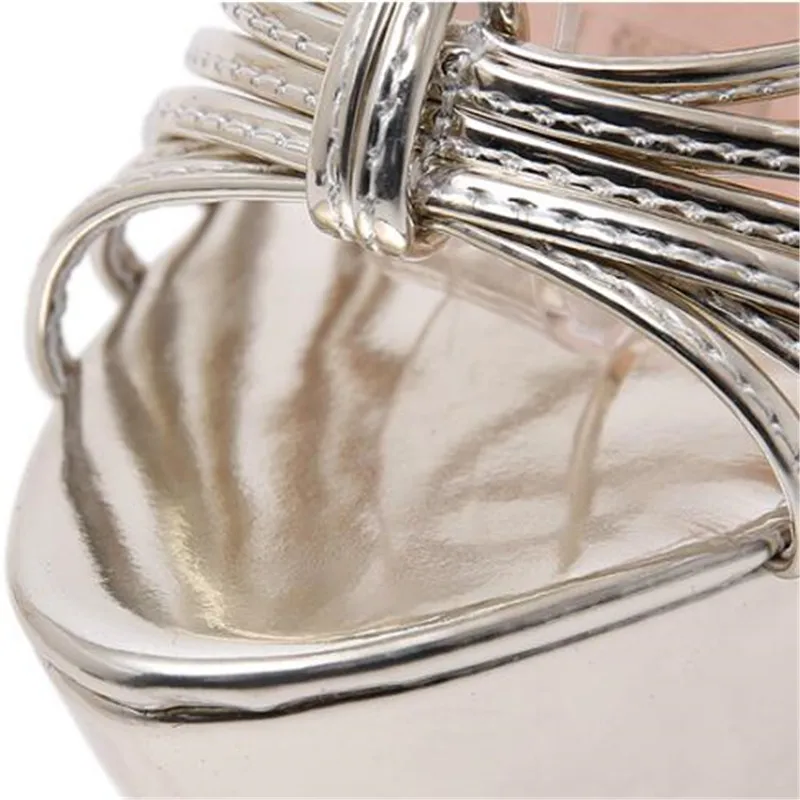 

Summer Ultra High Heels Sandals New Fashion Strap Metal Sexy Nightclub Super 17CM High Heel Sandals Platform Fish Mouth Hollow