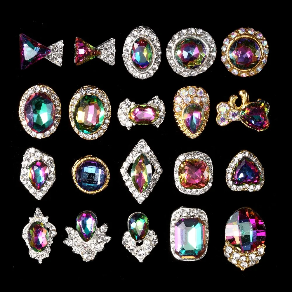 

wholesale -100PCS/Lot Japan trending style luxury charms 3d alloy AB crystal nail art Crystal Rhinestone Charms -3633-3652