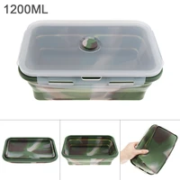 1200ml camouflage color portable rectangle silicone scalable folding lunchbox bento box with silicone plug for 40230 centigrade