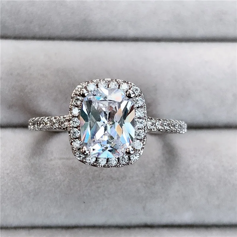 Vecalon Charm Promise кольцо из стерлингового серебра 925 пробы с подушкой 3ct Циркон Cz