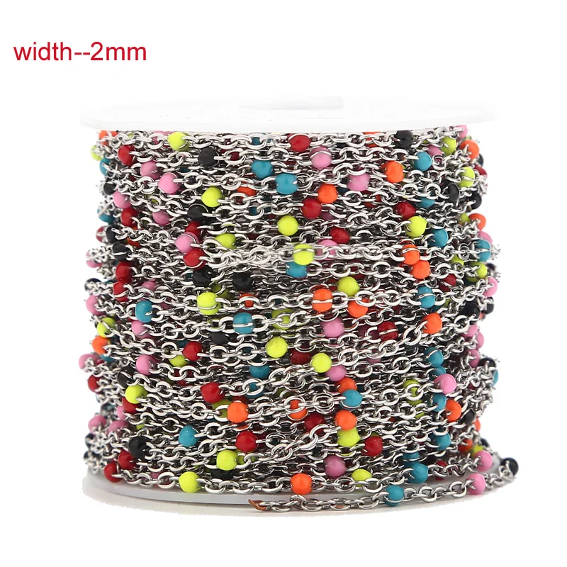colorful stainless steel oil drip rolo oval link chain for DIY jewelry making 2MM width | Украшения и аксессуары