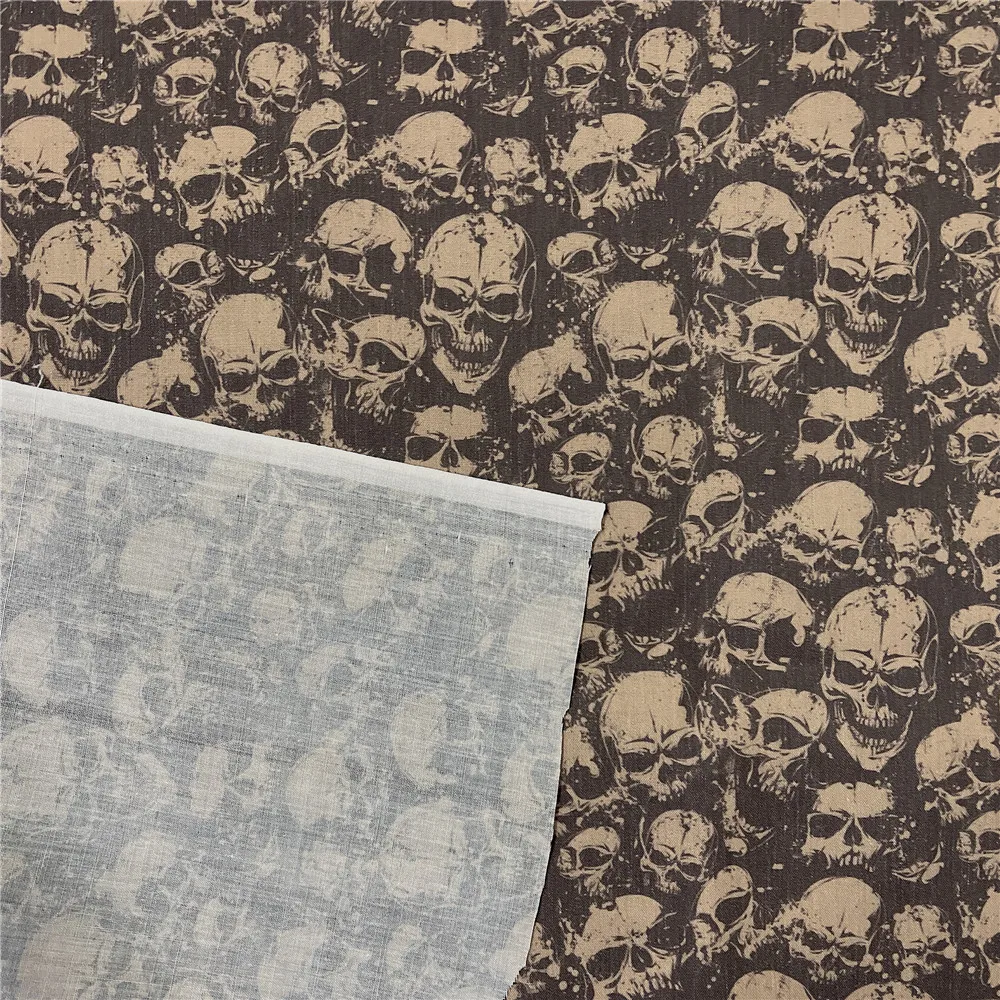 Простая хлопковая ткань из полиэстера винтажная с ужасным черепом эффектом