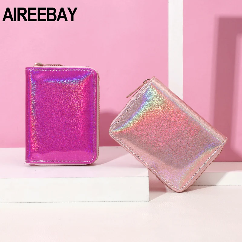 AIREEBAY женская сумка кошелек голографические кожаные кошельки лазерный Органайзер женские длинные кошельки женский кошелек для девушек держатель для карт