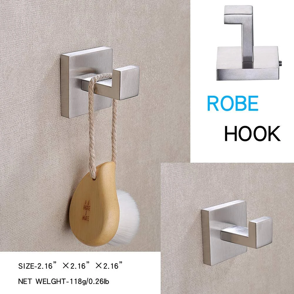 

Upscale Bath Towel Premium Stainless Steel Robe Coat And Clothes Hooks,Heavy Duty Square Wall Mounted Modern For Bathroom Kitche