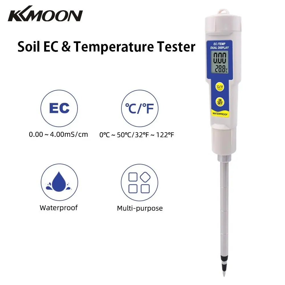 KKMOON 2-в-1 Цифровой Тестер EC счетчик почвенный термометр Водонепроницаемый для