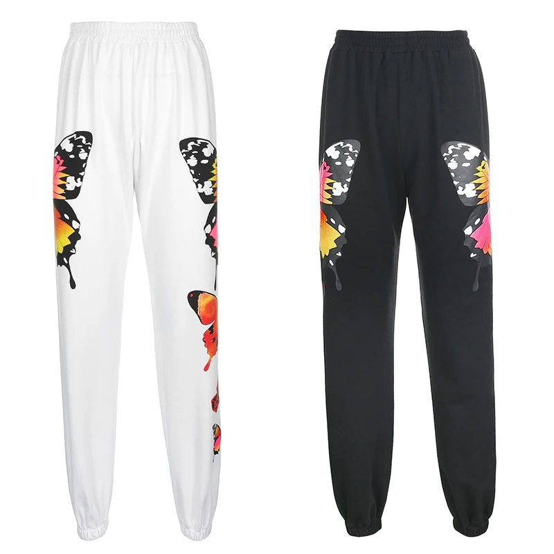 

Streetwear Butterfly Printed Sweatpants Women High Waist Pants Baggy Fashion Joggers Elastic Women's Pants Sweatpants