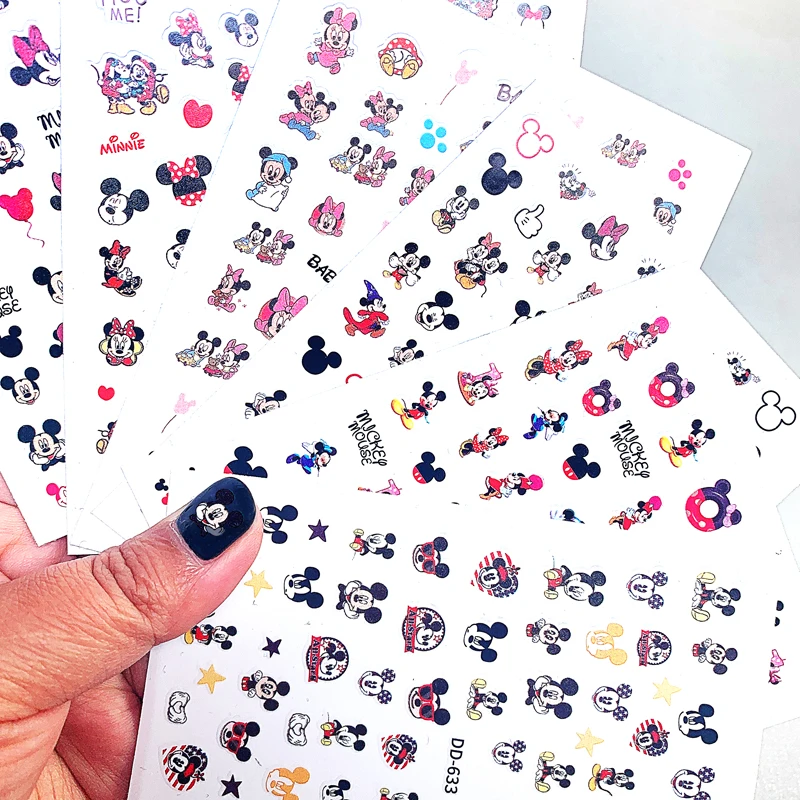 1PCS New Disney Adhesive Nail Art Sticker Mickey Minnie Stitch Nail Slider Love Letter Decoration Dress Up Design Applique
