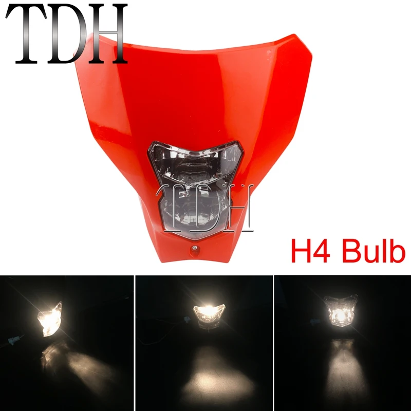 Bulb Red Светодиодный H4 мотокросса грязи велосипед фара HI/LO луч передняя лампа для Honda CRF450L CRF450XR CRF250R CRF450R CRF X/R - Цвет: Bulb Red