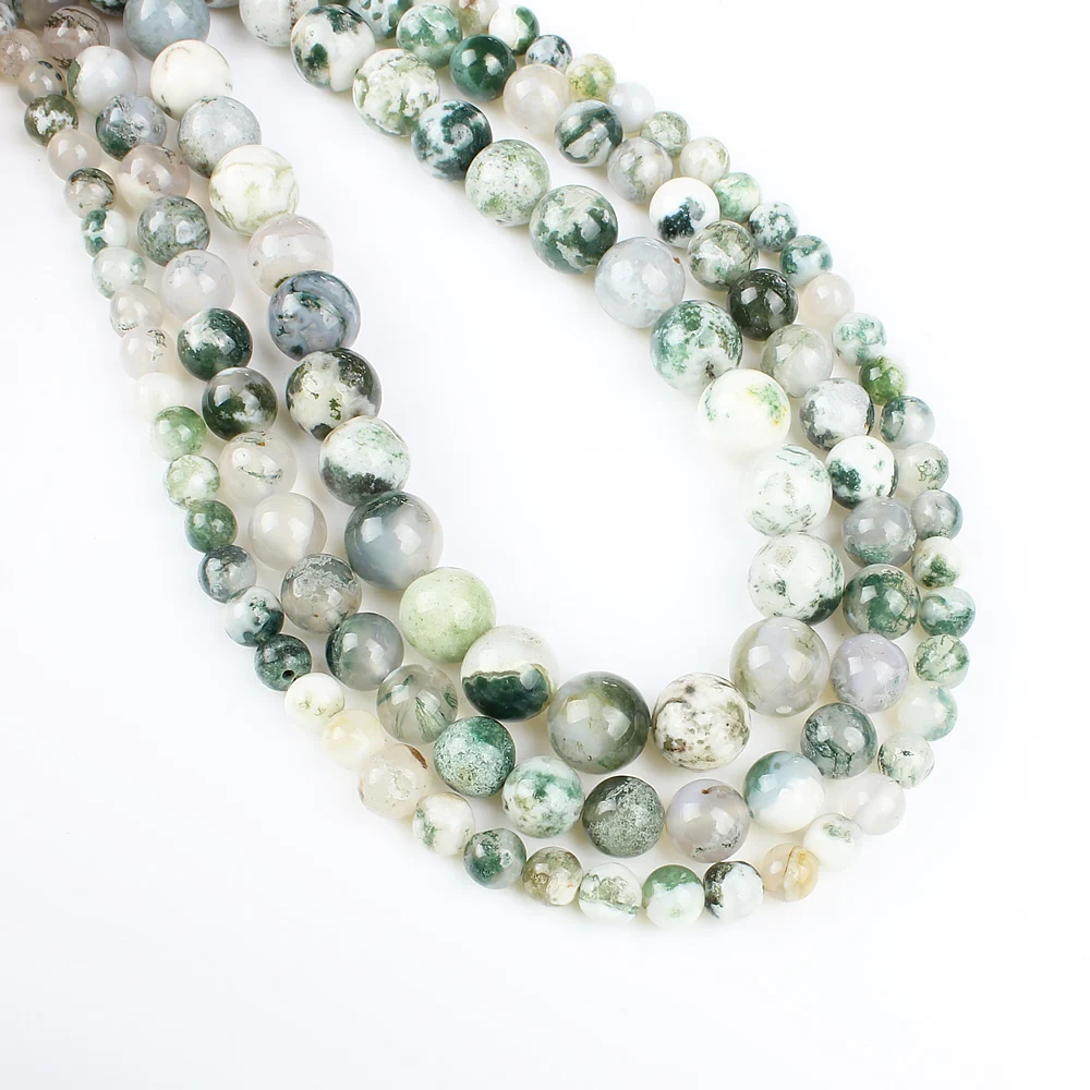 Модные бусины из натурального камня с рисунком дерева для мужчин и женщин