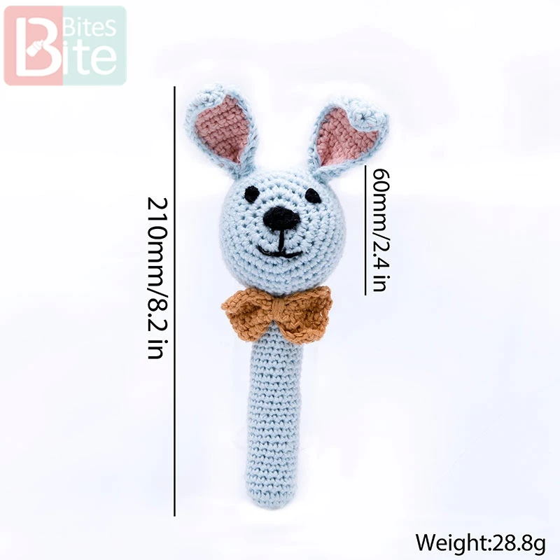 Rabbit 1 шт. детская погремушка-погремушка с животными, вязанные крючком деревянные кольца, погремушка, поделки своими руками, погремушка для прорезывания зубов, амигуруми для детской кроватки, подвесная игрушка - Цвет: Rabbit