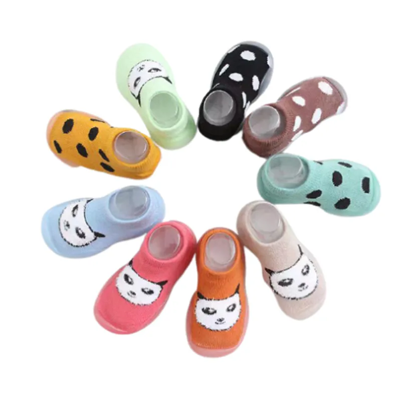 

JY02 Baby Toddler Cat Dot Shoes Non-Slip Anti-Off Foot Short Floor Knitted Socks First Walker 5Size W6006 KeDing