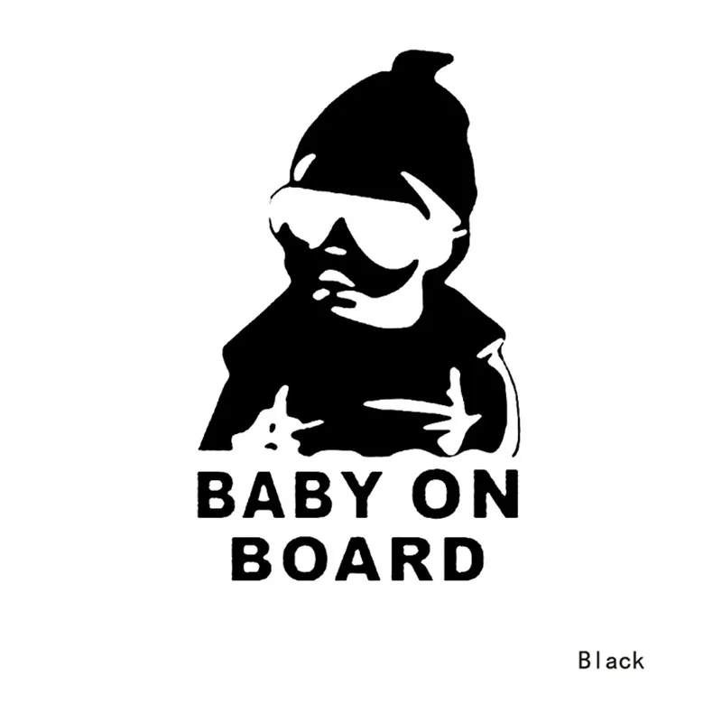 

14*9CM Black/White Car Safty Sticker BABY ON BOARD Cool Rear Reflective Sunglasses Child Car Stickers Warning Decals