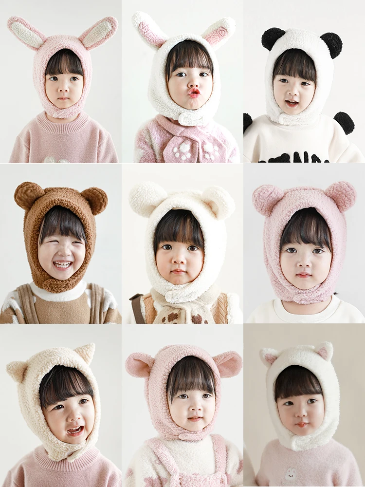 

Girls Winter Plush Hat with Adjustable Velcro Soft Cute Animal Ears Shape Hat