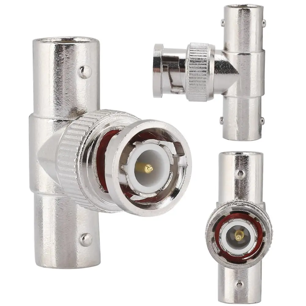 Разъем BNC переходник с двумя штекерами и одним гнездом для систем